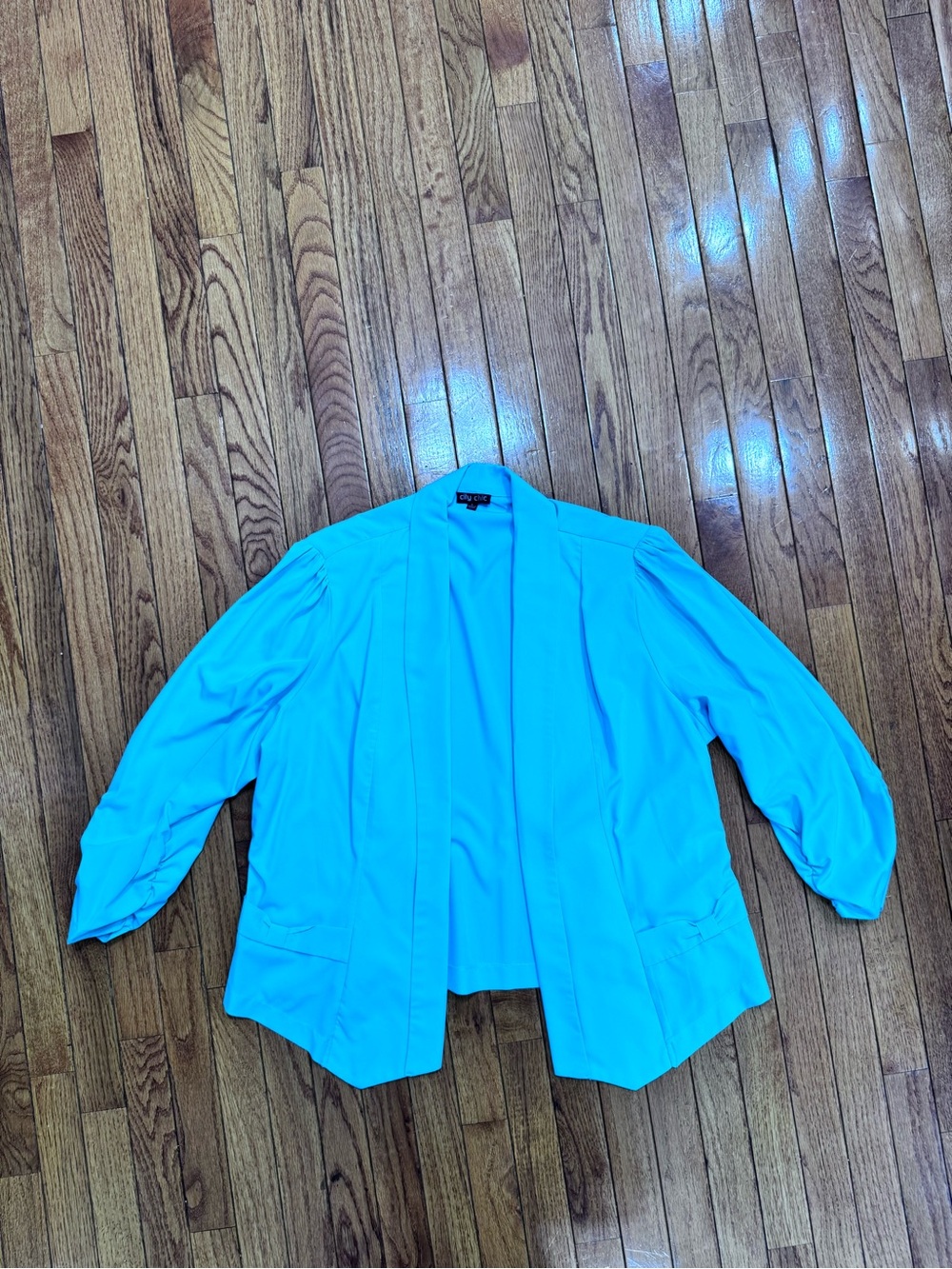 City Chic Bright Aqua Open-Front Blazer - L (20) Plus